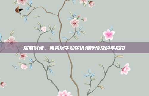 深度解析，凯美瑞手动版价格行情及购车指南