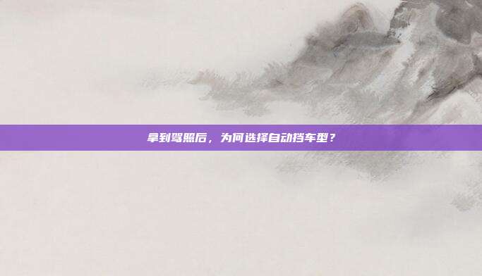 拿到驾照后，为何选择自动挡车型？