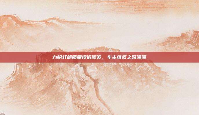 力帆轩朗质量投诉频发，车主维权之路漫漫