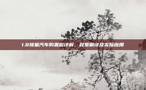 1.8排量汽车购置税详解，政策解读及实际应用
