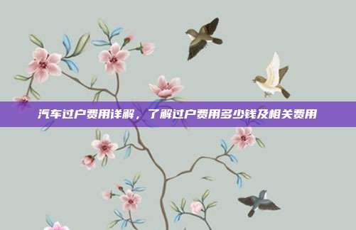 汽车过户费用详解，了解过户费用多少钱及相关费用