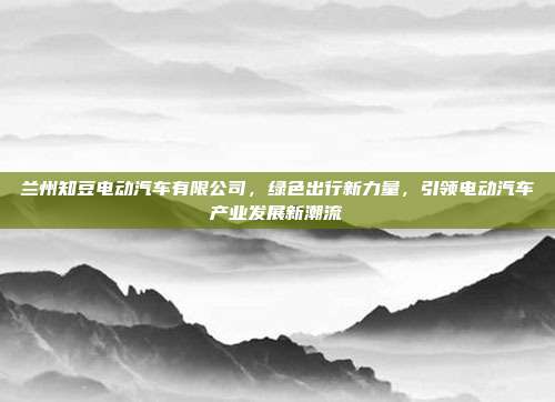 兰州知豆电动汽车有限公司，绿色出行新力量，引领电动汽车产业发展新潮流