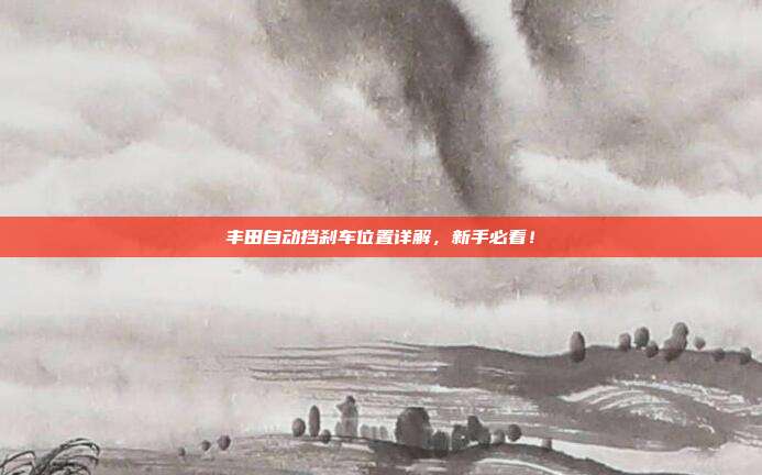 丰田自动挡刹车位置详解，新手必看！