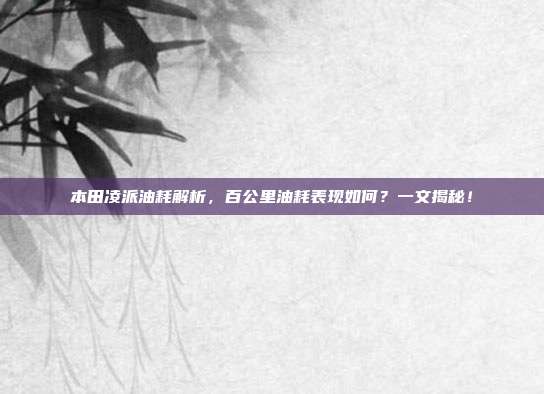 本田凌派油耗解析，百公里油耗表现如何？一文揭秘！