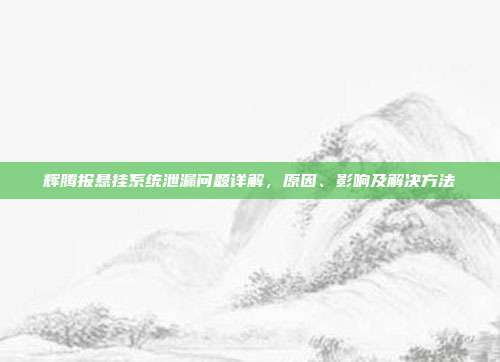 辉腾报悬挂系统泄漏问题详解，原因、影响及解决方法
