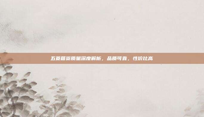 五菱箱货质量深度解析，品质可靠，性价比高