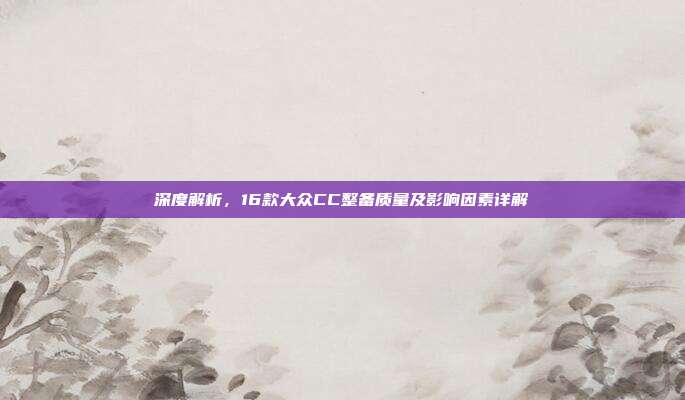 深度解析，16款大众CC整备质量及影响因素详解