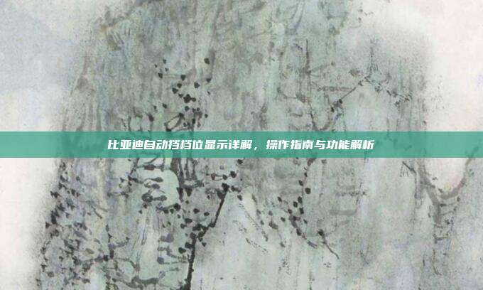 比亚迪自动挡档位显示详解，操作指南与功能解析