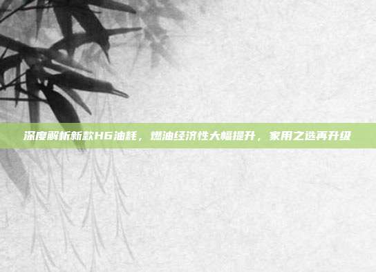 深度解析新款H6油耗，燃油经济性大幅提升，家用之选再升级