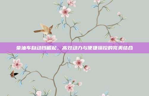 柴油车自动挡崛起，高效动力与便捷操控的完美结合