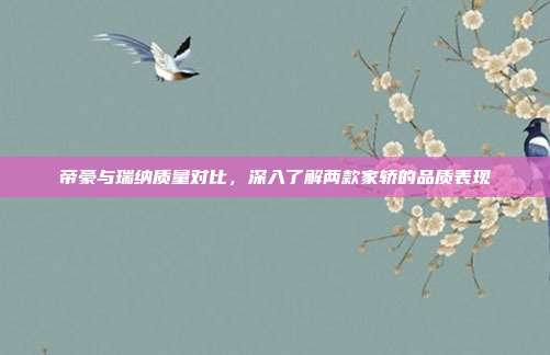 帝豪与瑞纳质量对比，深入了解两款家轿的品质表现