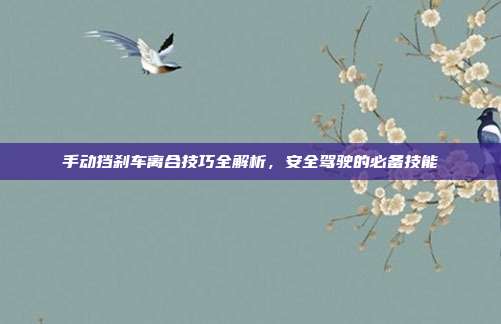 手动挡刹车离合技巧全解析，安全驾驶的必备技能