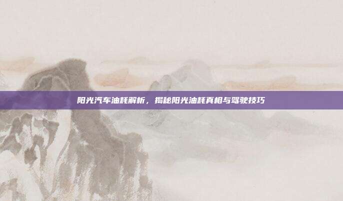 阳光汽车油耗解析，揭秘阳光油耗真相与驾驶技巧