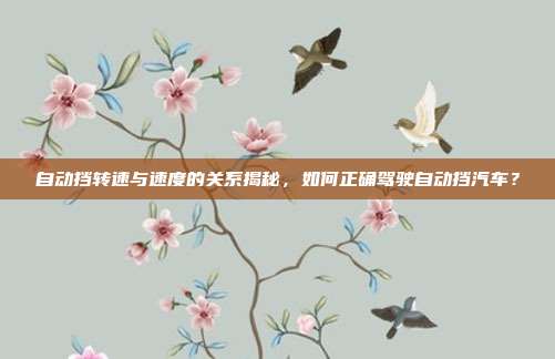 自动挡转速与速度的关系揭秘，如何正确驾驶自动挡汽车？