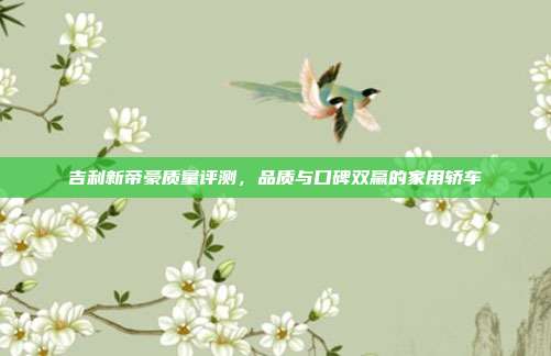吉利新帝豪质量评测，品质与口碑双赢的家用轿车