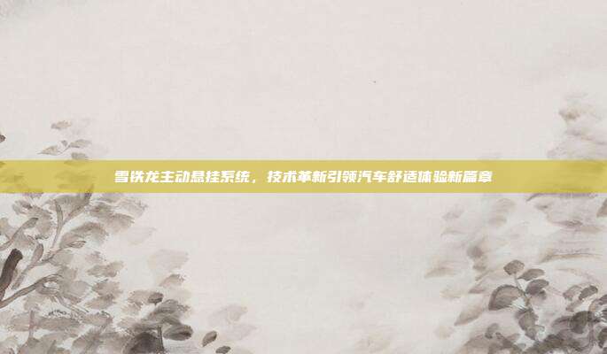 雪铁龙主动悬挂系统，技术革新引领汽车舒适体验新篇章