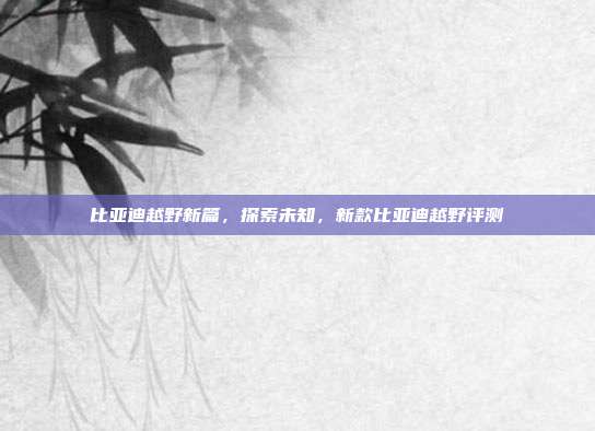 比亚迪越野新篇，探索未知，新款比亚迪越野评测