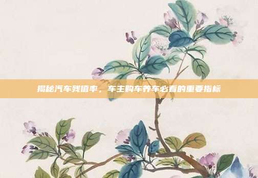 揭秘汽车残值率，车主购车养车必看的重要指标