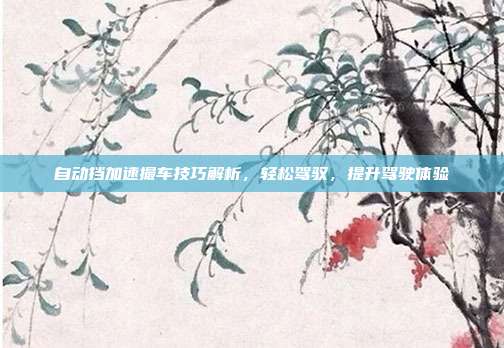 自动挡加速撮车技巧解析，轻松驾驭，提升驾驶体验