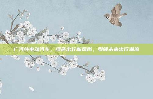 广汽纯电动汽车，绿色出行新风尚，引领未来出行潮流