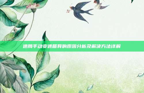 速腾手动变速箱异响原因分析及解决方法详解
