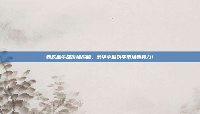 新款金牛座价格揭晓，豪华中型轿车市场新势力！