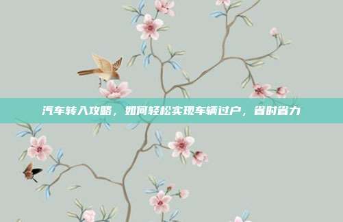 汽车转入攻略，如何轻松实现车辆过户，省时省力