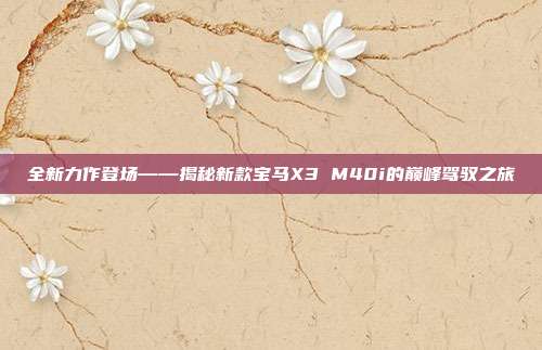 全新力作登场——揭秘新款宝马X3 M40i的巅峰驾驭之旅