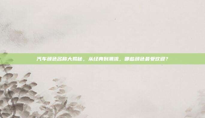 汽车颜色名称大揭秘，从经典到潮流，哪些颜色最受欢迎？