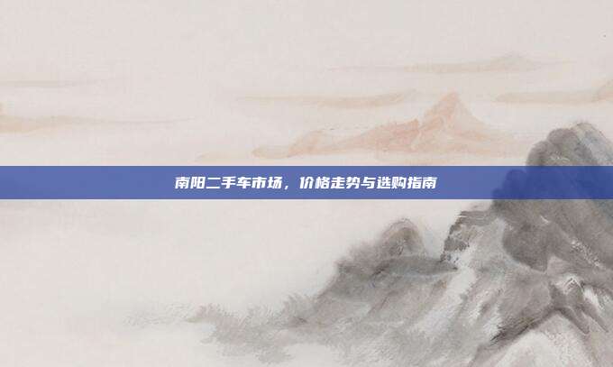南阳二手车市场，价格走势与选购指南