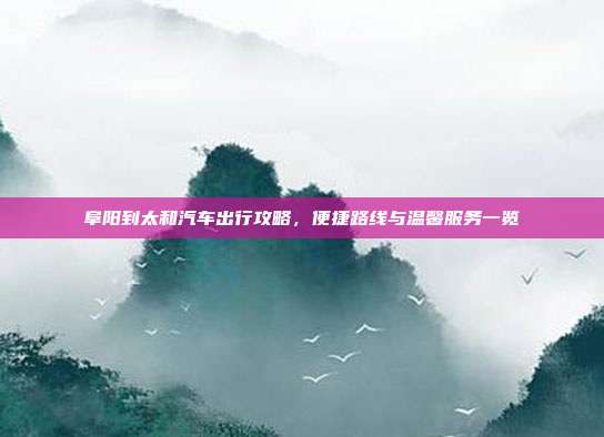阜阳到太和汽车出行攻略，便捷路线与温馨服务一览