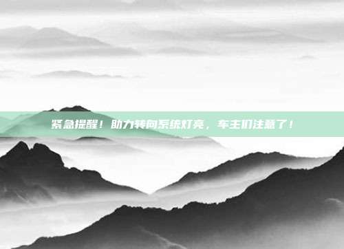 紧急提醒！助力转向系统灯亮，车主们注意了！