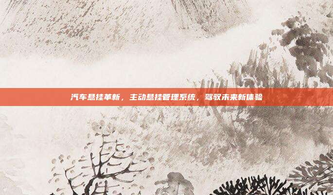 汽车悬挂革新，主动悬挂管理系统，驾驭未来新体验