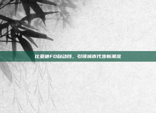 比亚迪FO自动挡，引领城市代步新潮流
