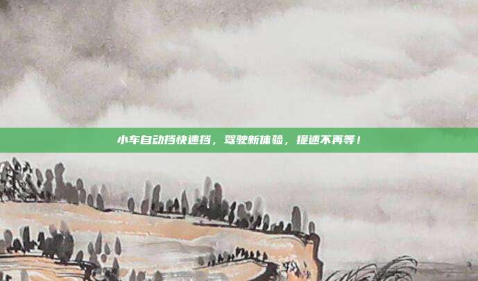 小车自动挡快速挡，驾驶新体验，提速不再等！