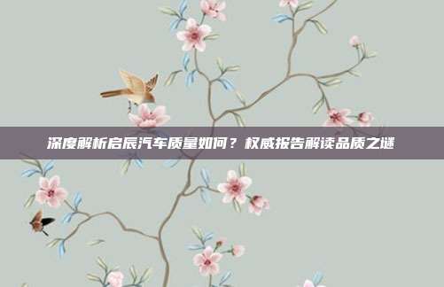 深度解析启辰汽车质量如何？权威报告解读品质之谜