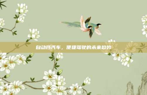自动挡汽车，便捷驾驶的未来趋势