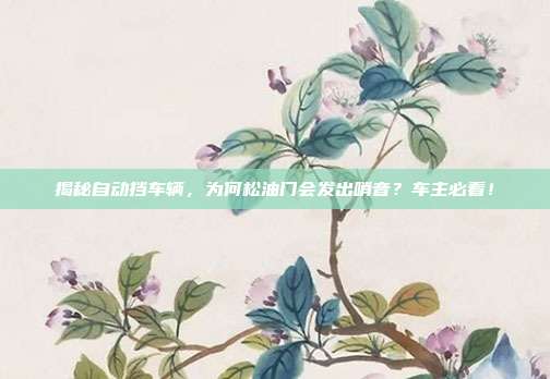 揭秘自动挡车辆，为何松油门会发出哨音？车主必看！