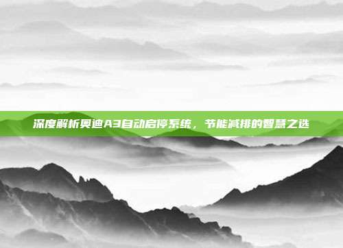 深度解析奥迪A3自动启停系统，节能减排的智慧之选