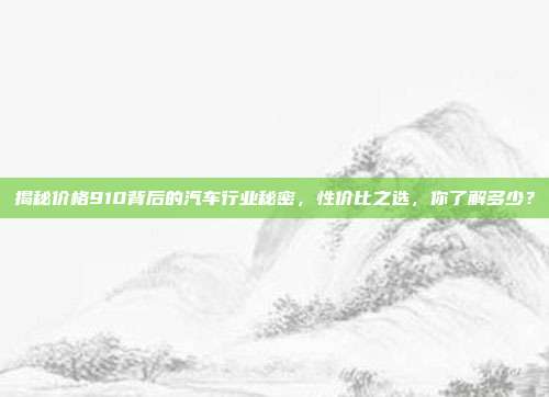 揭秘价格910背后的汽车行业秘密，性价比之选，你了解多少？