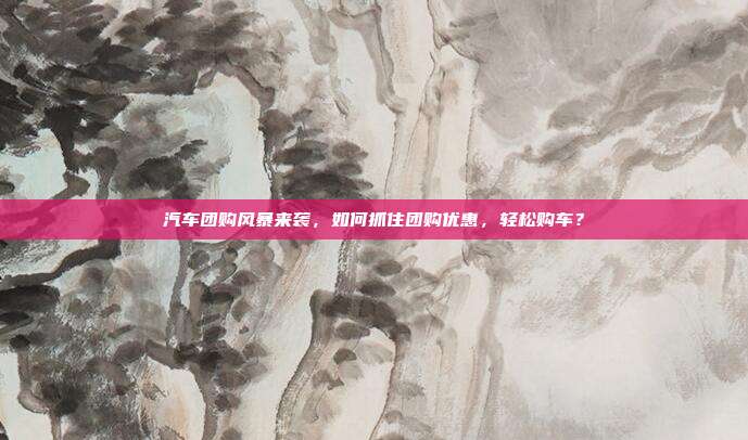 汽车团购风暴来袭，如何抓住团购优惠，轻松购车？