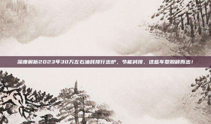 深度解析2023年30万左右油耗排行出炉，节能减排，这些车型脱颖而出！