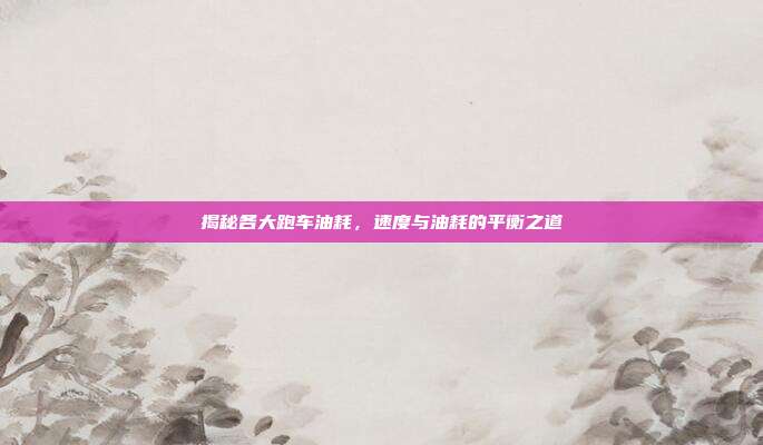 揭秘各大跑车油耗，速度与油耗的平衡之道