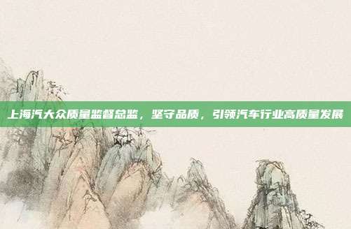上海汽大众质量监督总监，坚守品质，引领汽车行业高质量发展