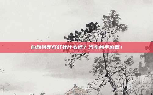 自动挡等红灯挂什么档？汽车新手必看！