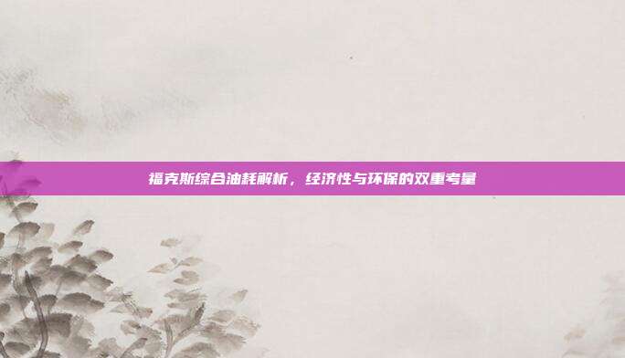 福克斯综合油耗解析，经济性与环保的双重考量