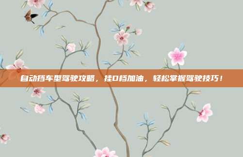 自动挡车型驾驶攻略，挂D档加油，轻松掌握驾驶技巧！