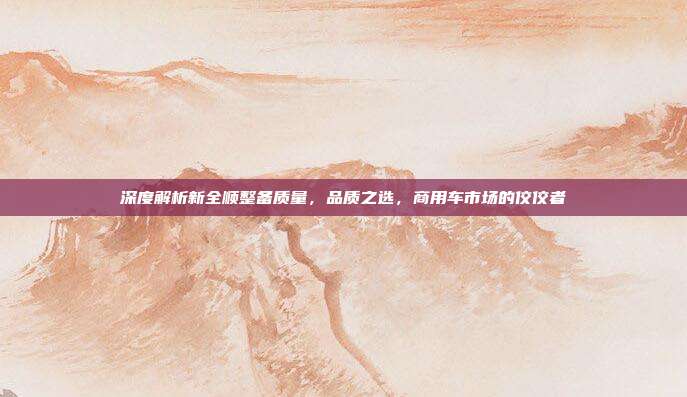 深度解析新全顺整备质量，品质之选，商用车市场的佼佼者