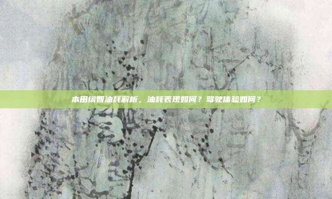 本田缤智油耗解析，油耗表现如何？驾驶体验如何？
