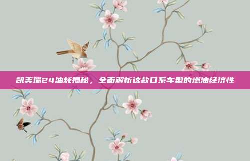 凯美瑞24油耗揭秘，全面解析这款日系车型的燃油经济性